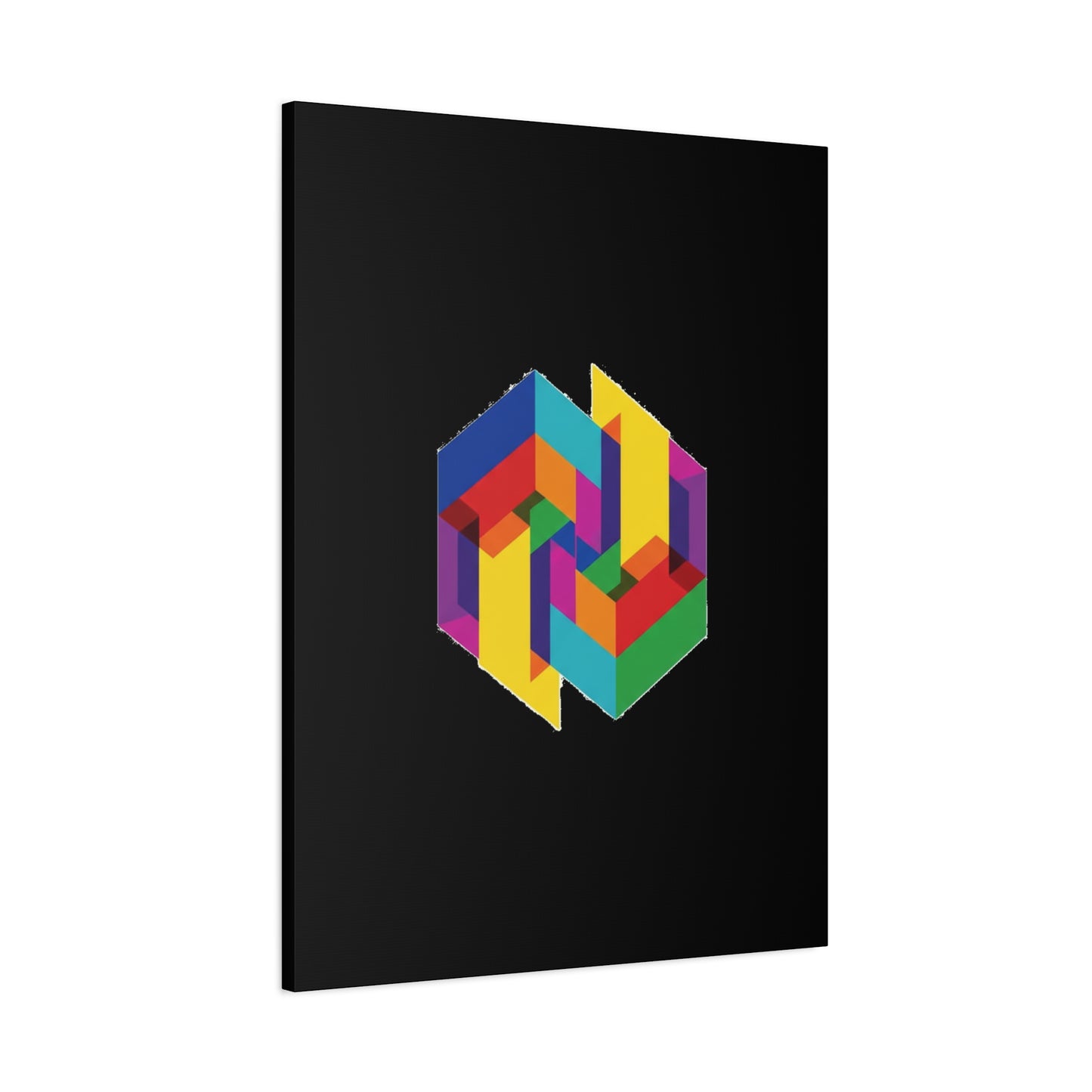 Colorful Geometric Cube Canvas Print — Modern Abstract Wall Art