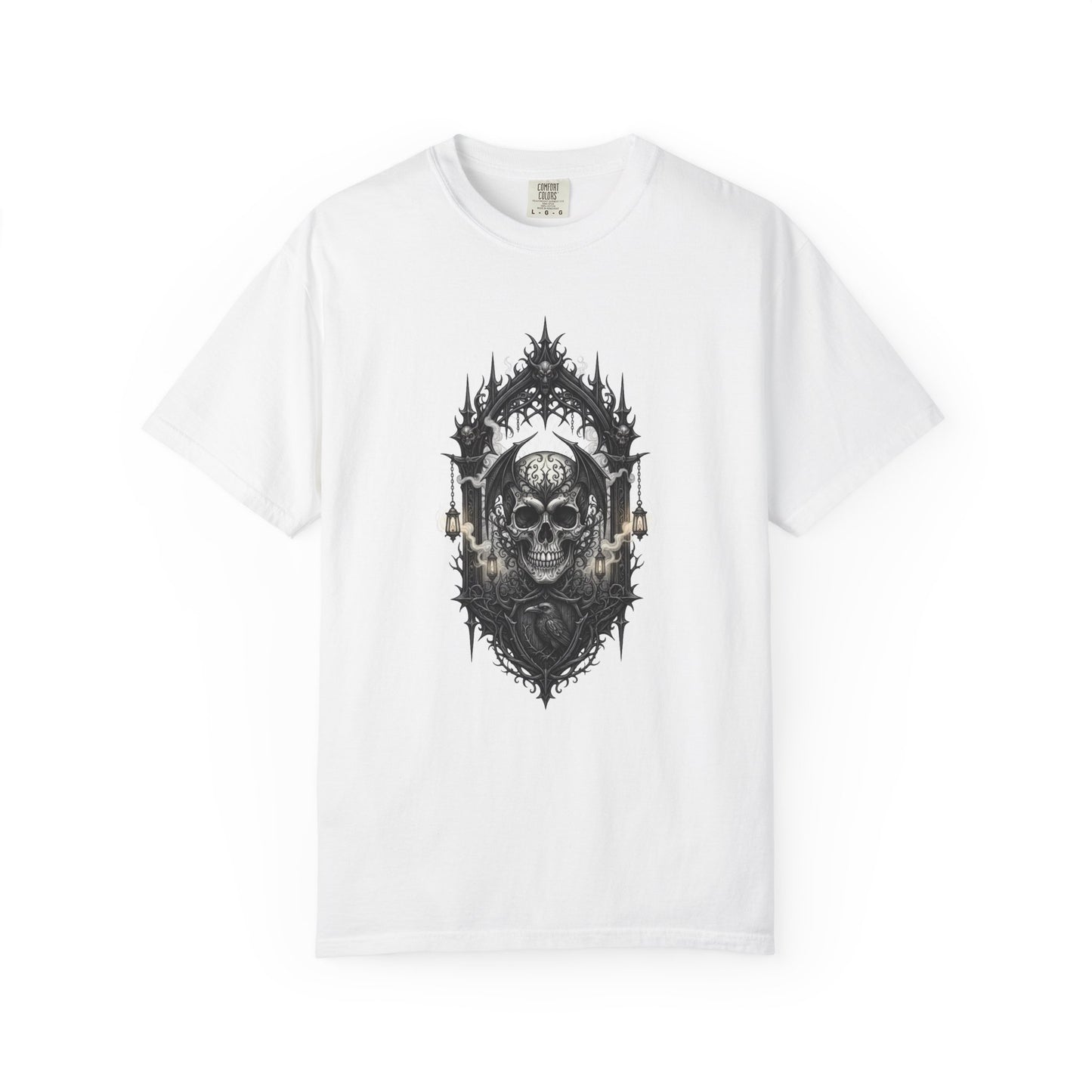 Skull Cathedral T-Shirt — Gothic Skull & Candle Graphic Tee