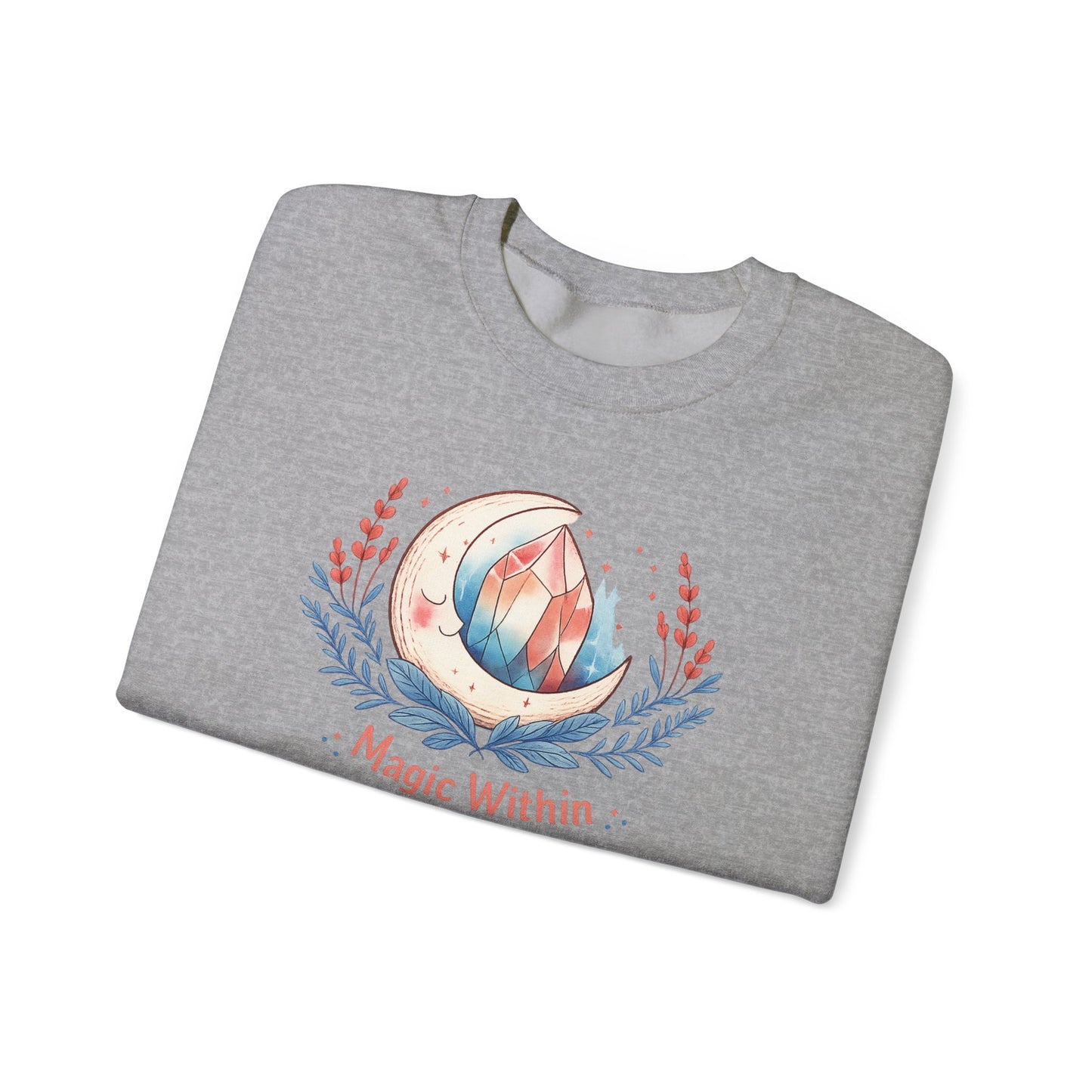 Magic Within crystal wreath Sweatshirt | witchcore, moon phase, crystals