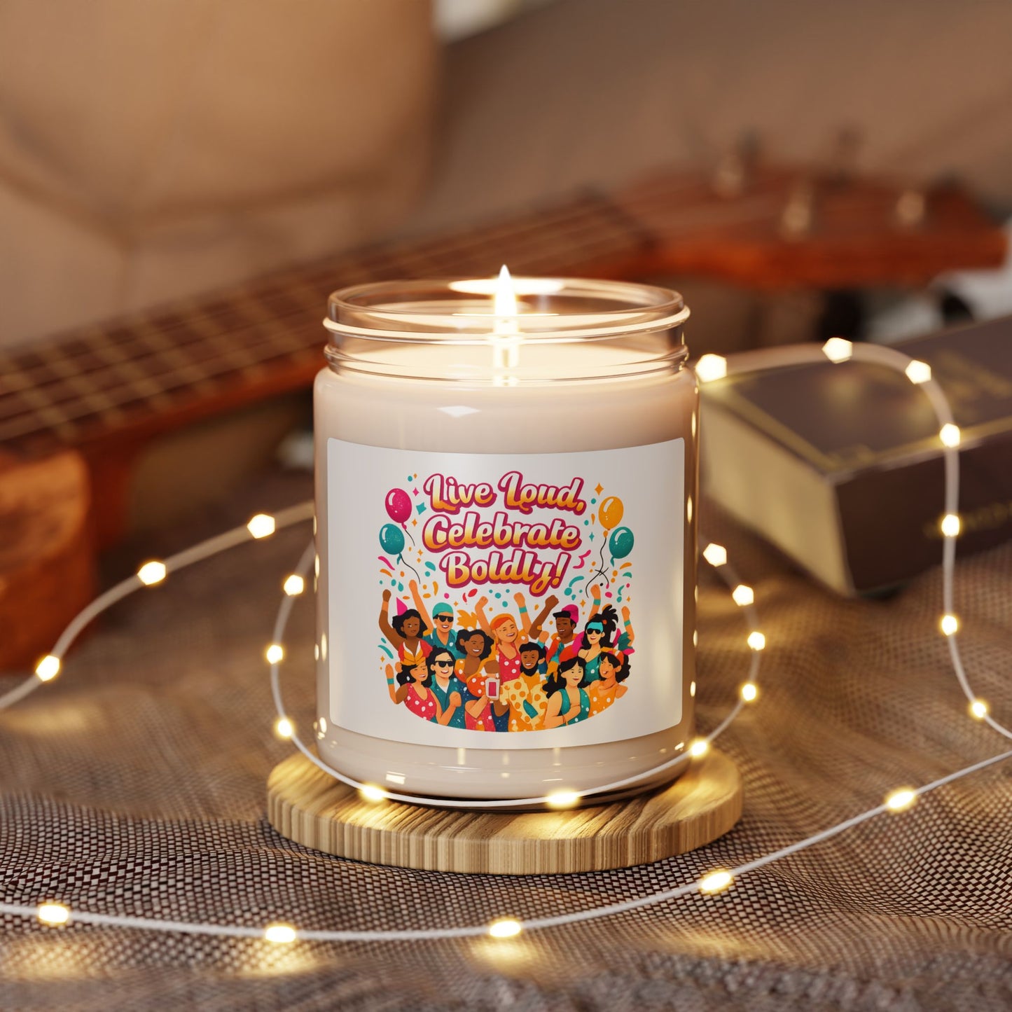 Celebrate Boldly Soy Candle | Carnival confetti, neon fiesta scent