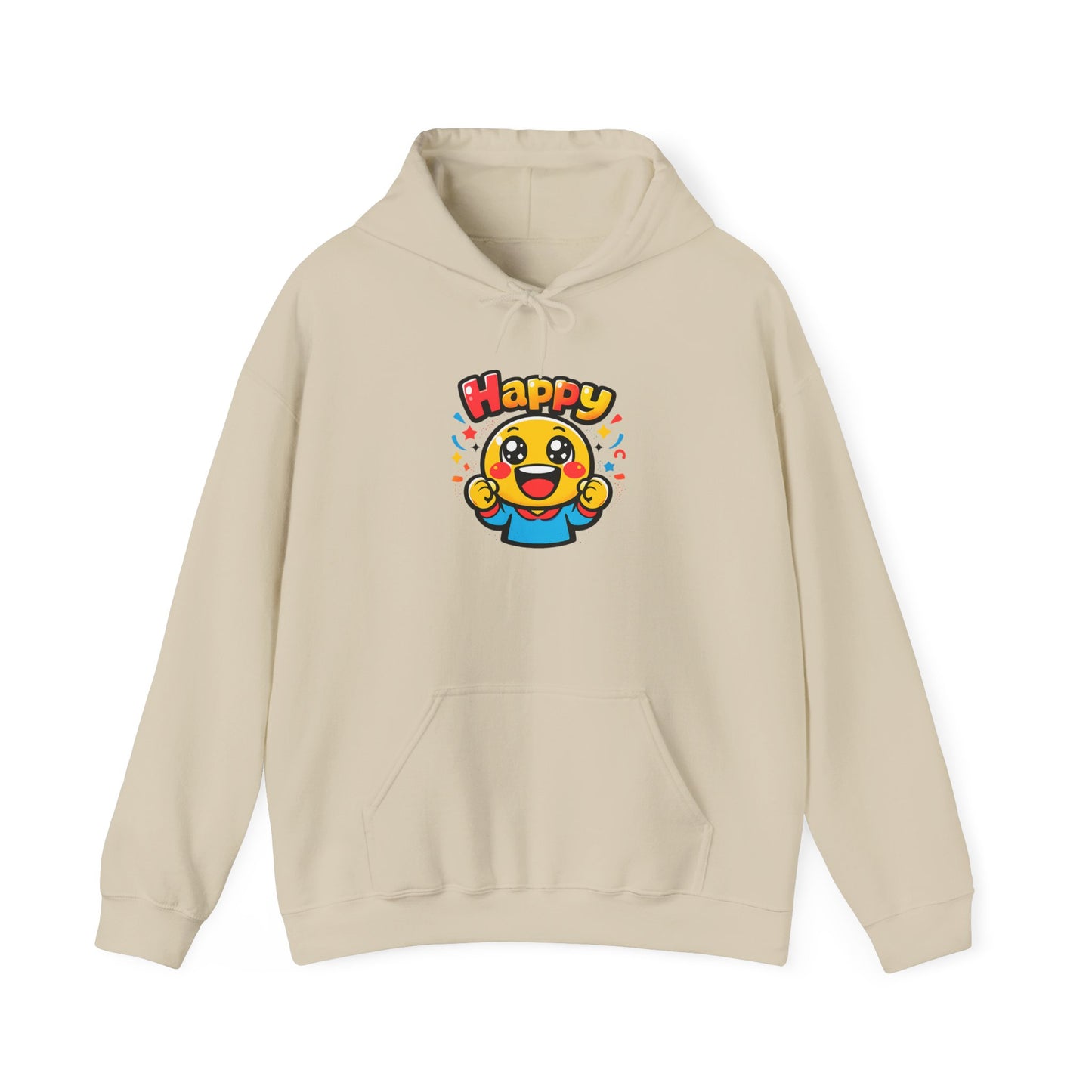 Happy Mood Face Hoodie | bold cartoon, thick outline kawaii emoji