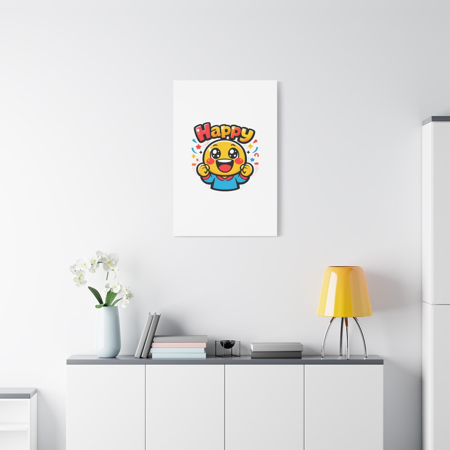 Happy Emoji Cartoon Canvas | Bold Cartoon, Thick Outline, Kawaii Minimal