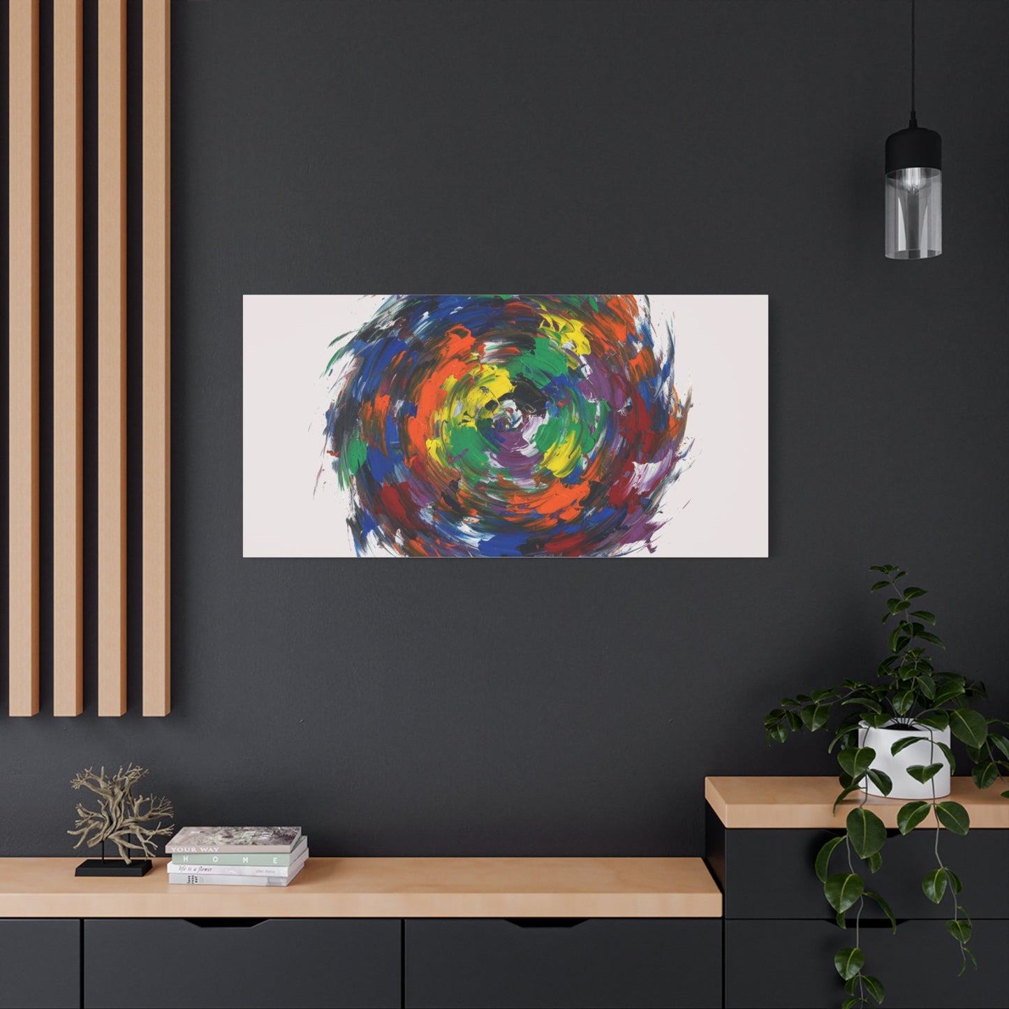 Abstract Color Swirl Canvas - Vibrant Circular Brushstroke Wall Art (Matte Stretched)