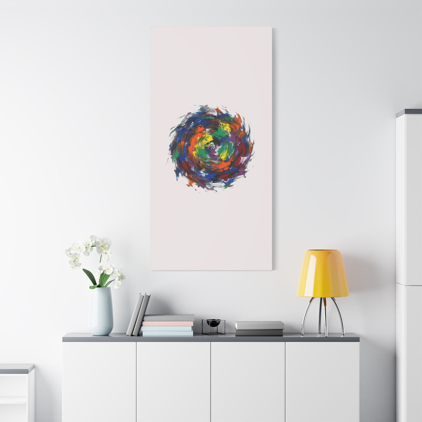 Abstract Color Swirl Canvas - Vibrant Circular Brushstroke Wall Art (Matte Stretched)