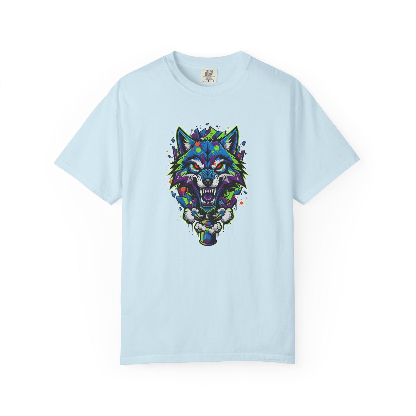 Colorful Geometric Wolf T-Shirt — Vibrant Tribal Wolf Graphic Tee