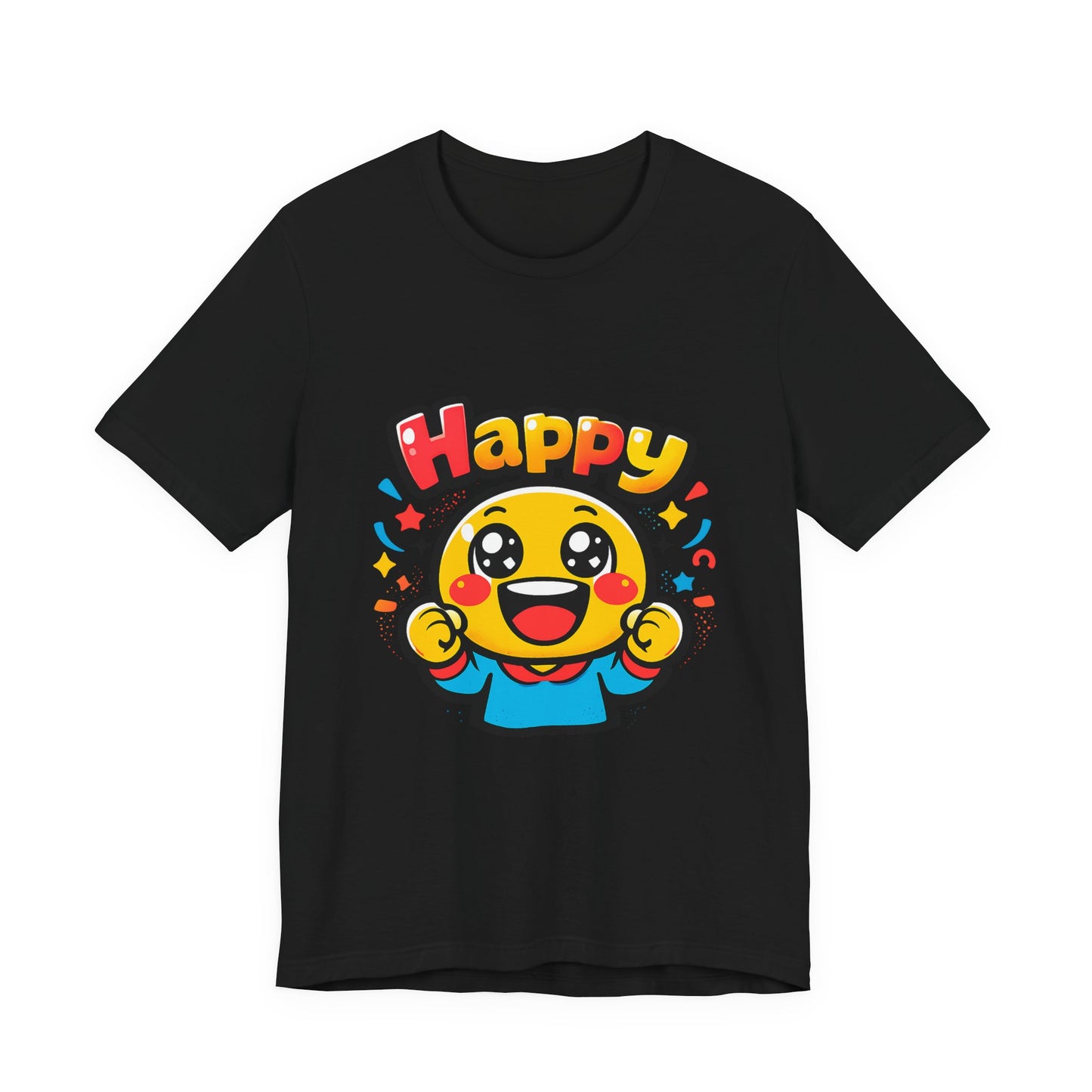 Happy Mood Face T-Shirt | kawaii minimal emoji cartoon, thick outline
