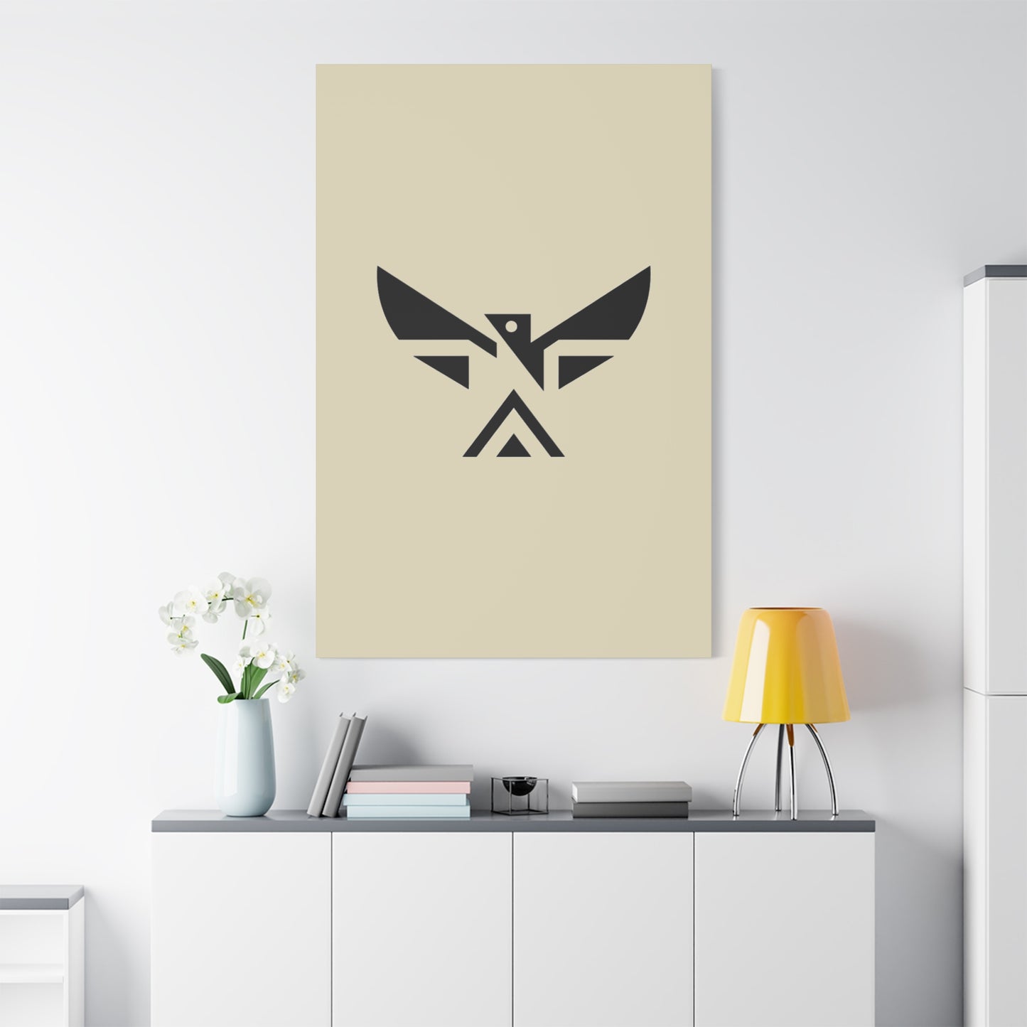 Minimalist Geometric Eagle Canvas Print — Modern Native-Inspired Wall Art