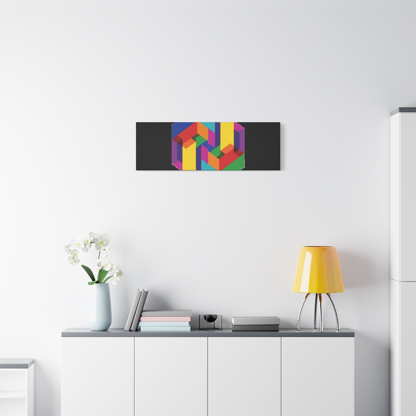 Colorful Geometric Cube Canvas Print — Modern Abstract Wall Art