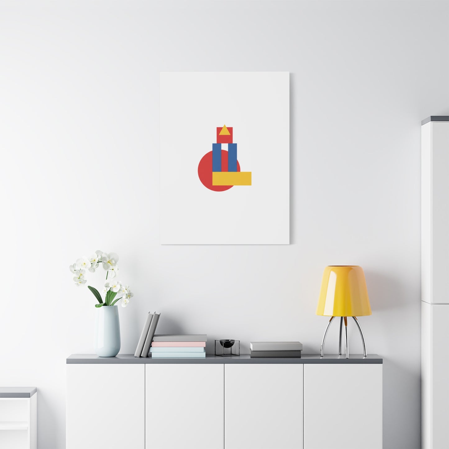 Abstract Geometric Shape Canvas Print — Minimalist Primary Color Wall Art