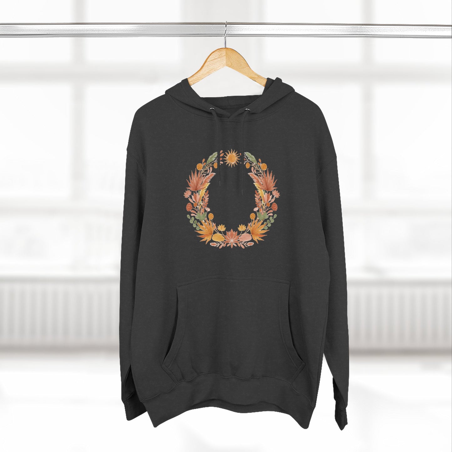Floral Wreath Hoodie — Autumn Botanical Pullover