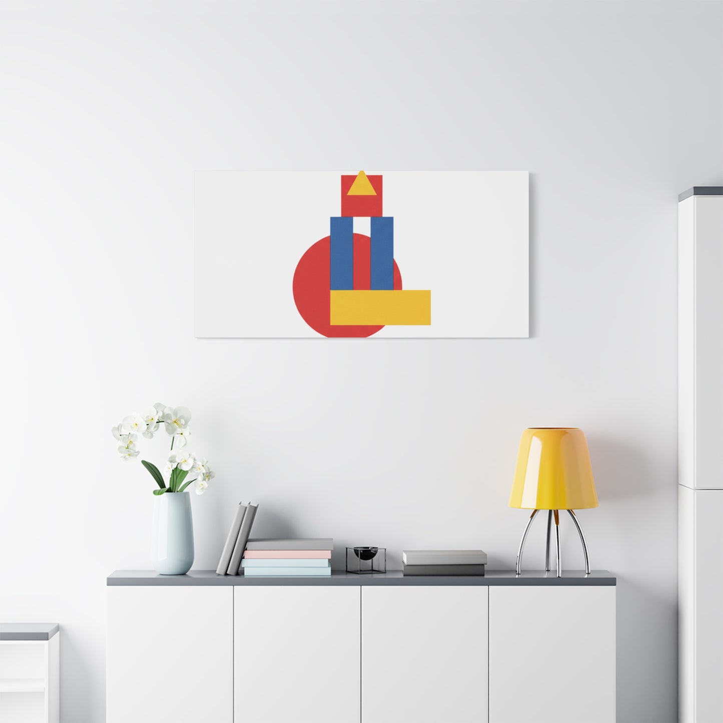 Abstract Geometric Shape Canvas Print — Minimalist Primary Color Wall Art