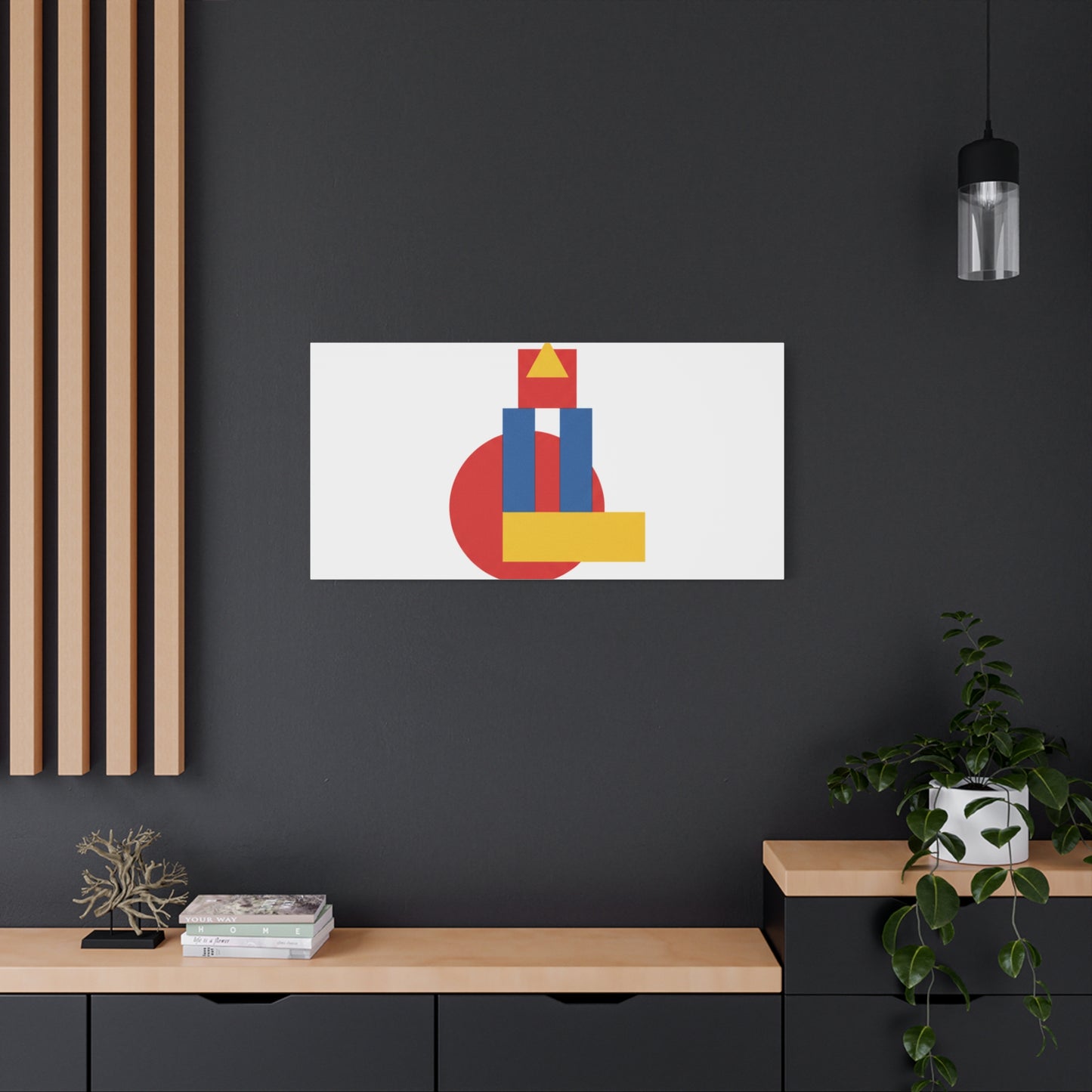Abstract Geometric Shape Canvas Print — Minimalist Primary Color Wall Art