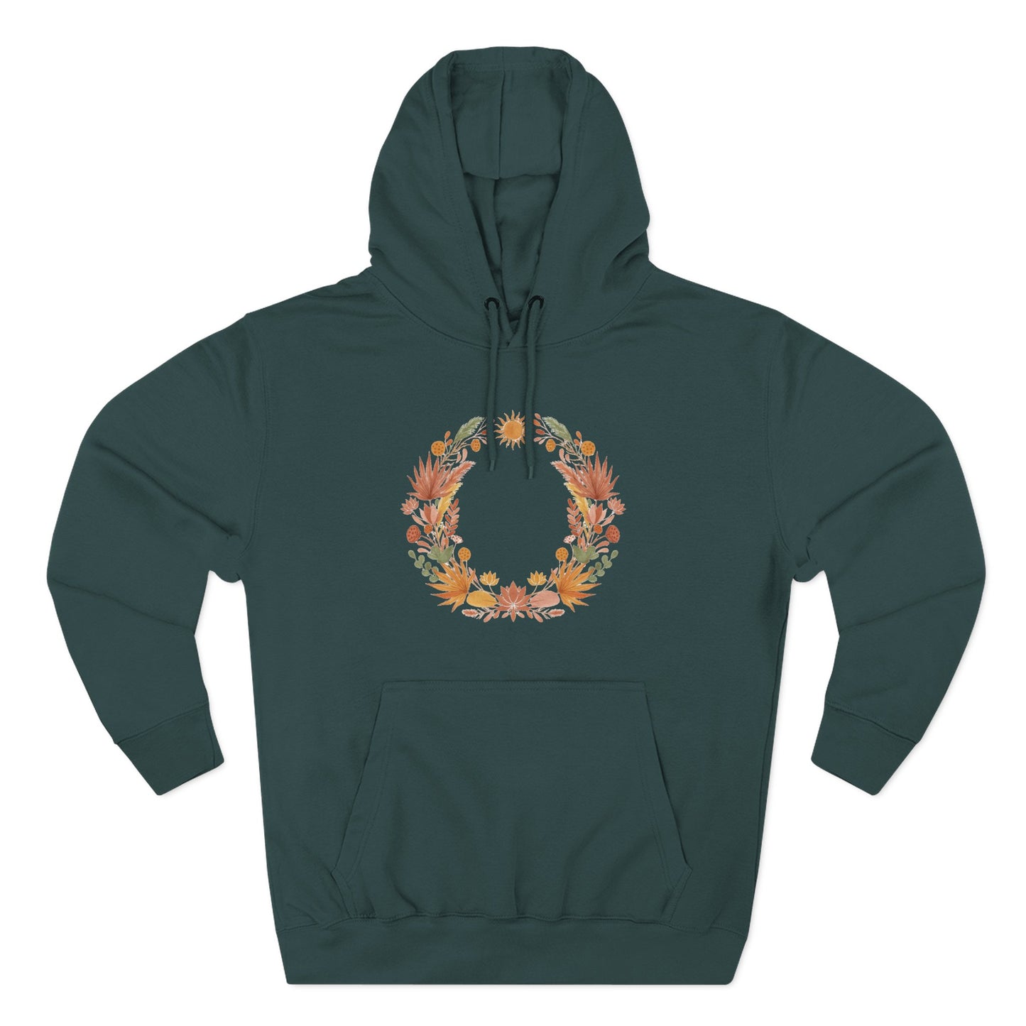 Floral Wreath Hoodie — Autumn Botanical Pullover