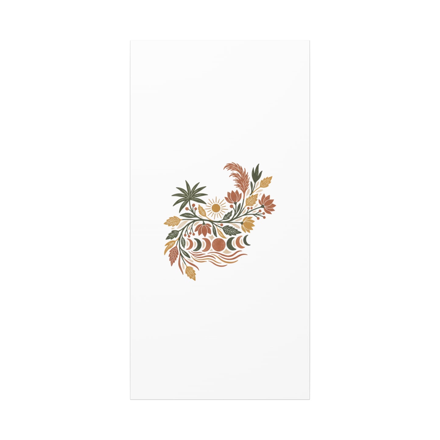 Boho Floral Moon Phase Canvas Print — Matte Stretched Wall Art
