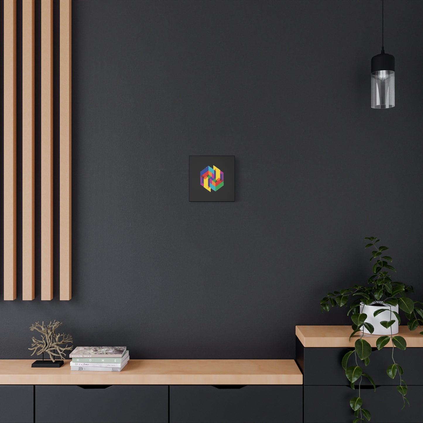 Colorful Geometric Cube Canvas Print — Modern Abstract Wall Art