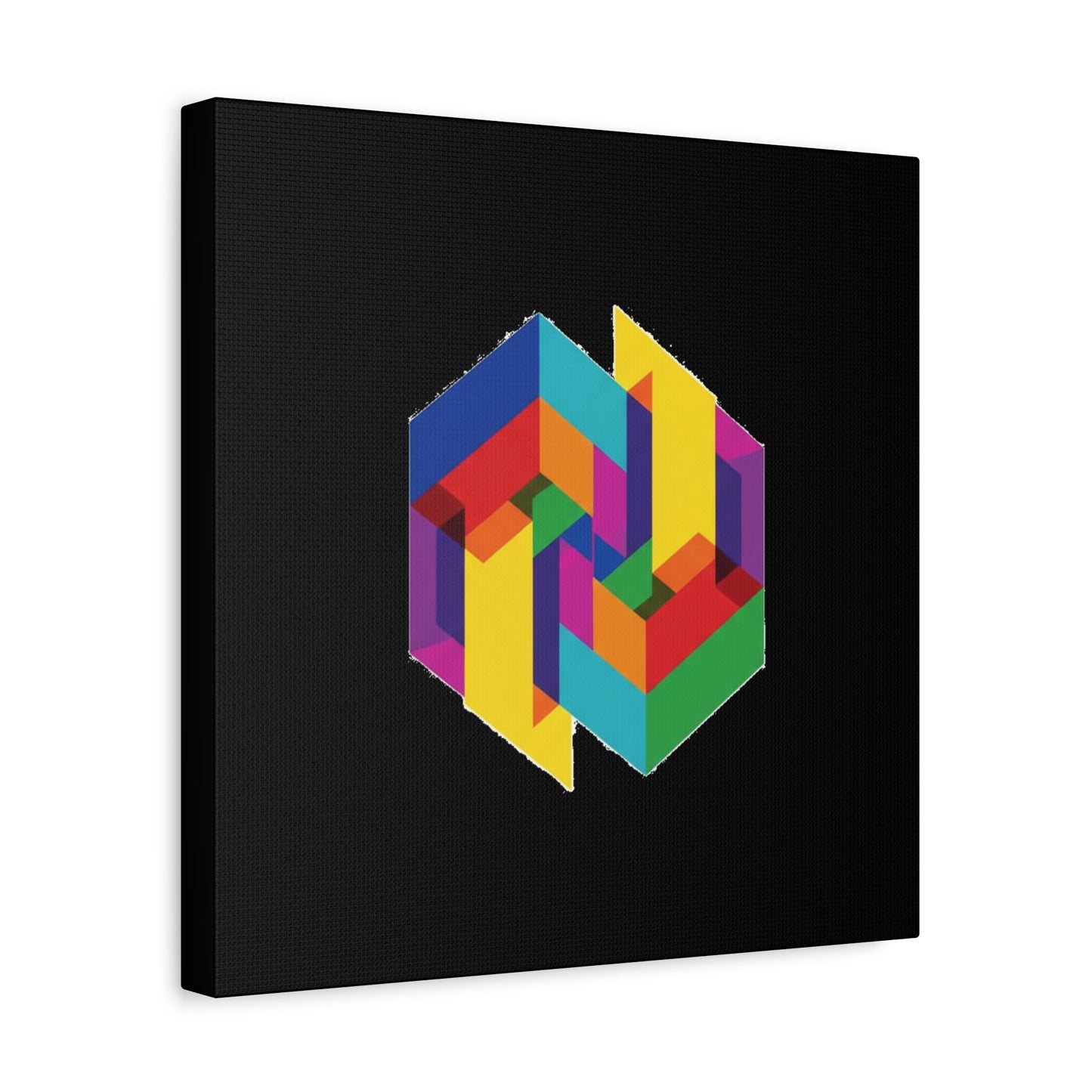 Colorful Geometric Cube Canvas Print — Modern Abstract Wall Art