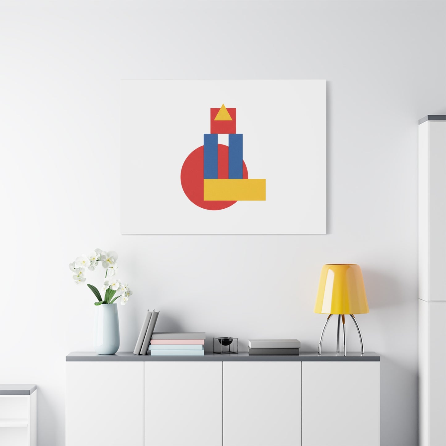 Abstract Geometric Shape Canvas Print — Minimalist Primary Color Wall Art