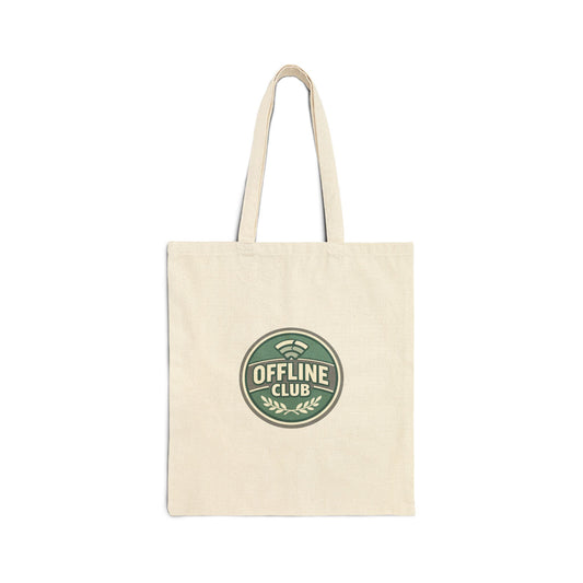 Offline Club badge tote | Cotton Canvas Tote, digital detox emblem