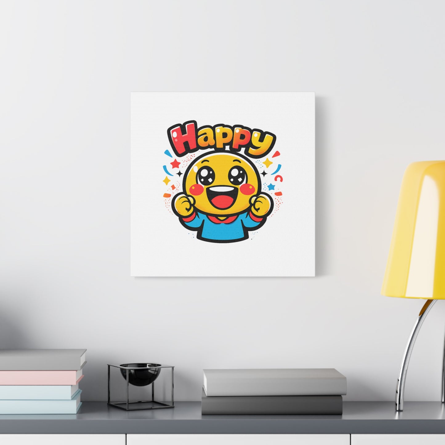 Happy Emoji Cartoon Canvas | Bold Cartoon, Thick Outline, Kawaii Minimal