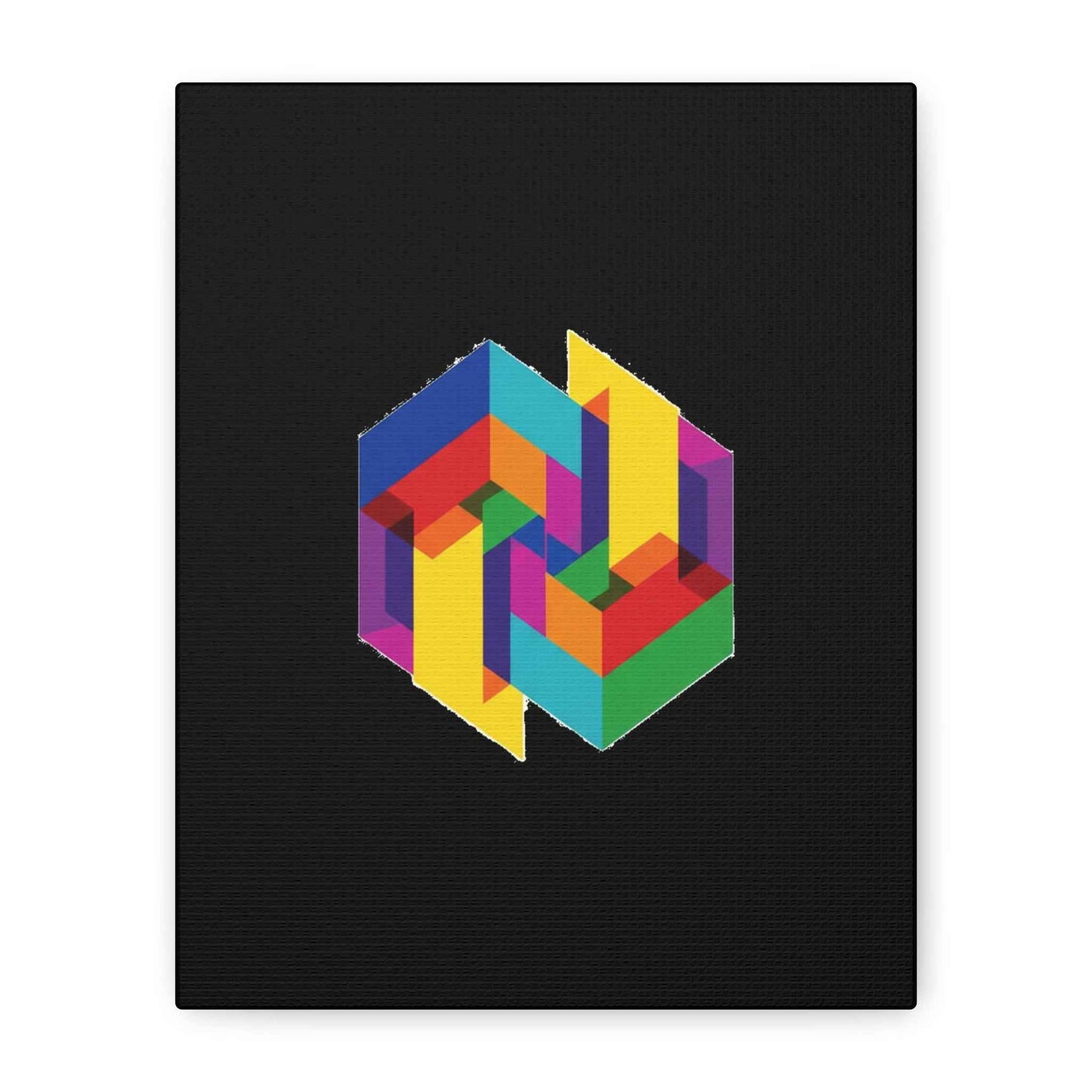 Colorful Geometric Cube Canvas Print — Modern Abstract Wall Art