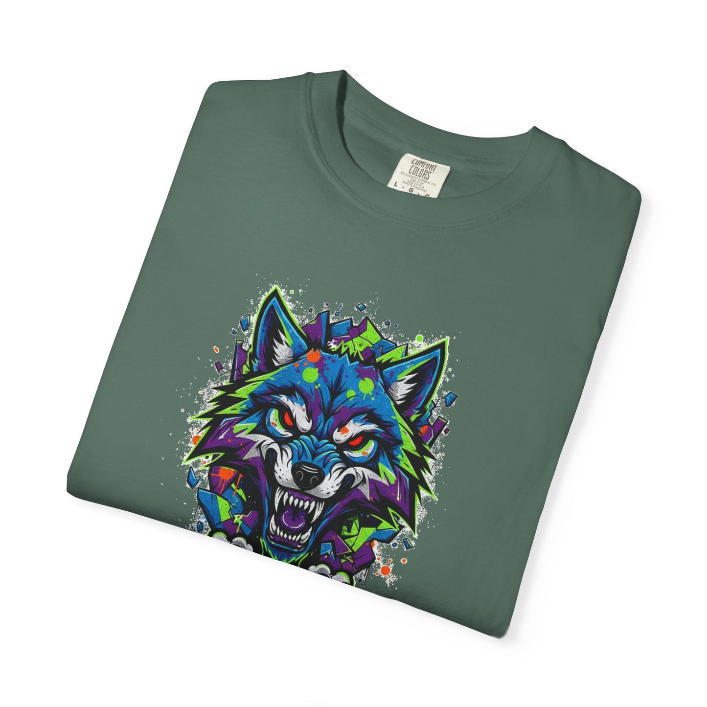 Colorful Geometric Wolf T-Shirt — Vibrant Tribal Wolf Graphic Tee