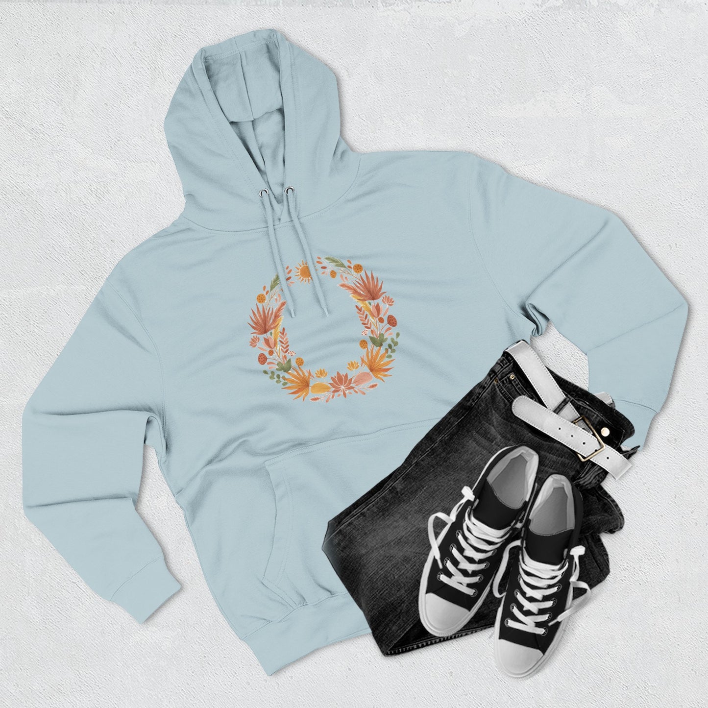 Floral Wreath Hoodie — Autumn Botanical Pullover