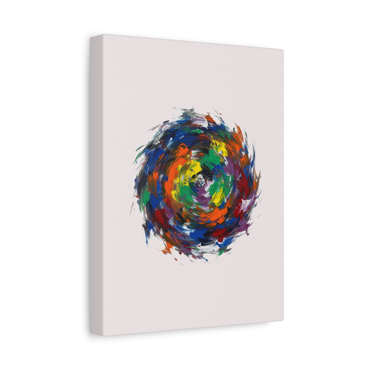 Abstract Color Swirl Canvas - Vibrant Circular Brushstroke Wall Art (Matte Stretched)