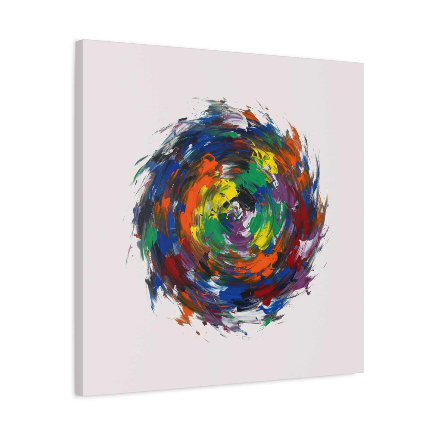 Abstract Color Swirl Canvas - Vibrant Circular Brushstroke Wall Art (Matte Stretched)