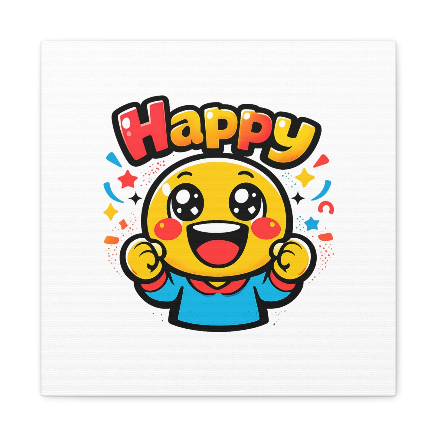 Happy Emoji Cartoon Canvas | Bold Cartoon, Thick Outline, Kawaii Minimal