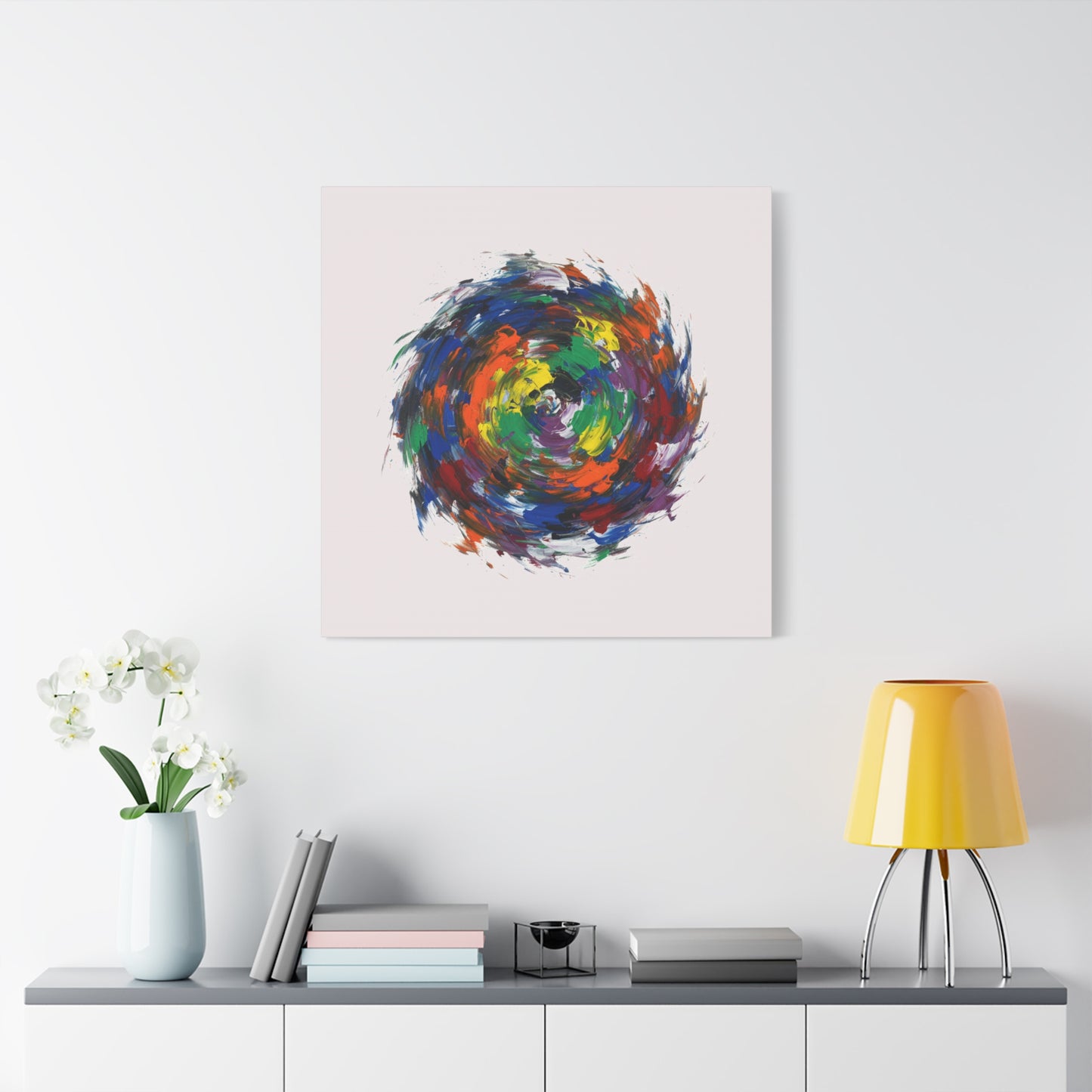 Abstract Color Swirl Canvas - Vibrant Circular Brushstroke Wall Art (Matte Stretched)