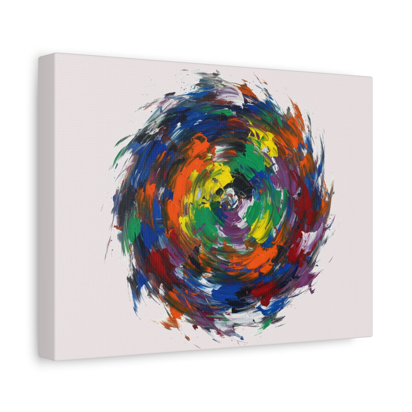 Abstract Color Swirl Canvas - Vibrant Circular Brushstroke Wall Art (Matte Stretched)