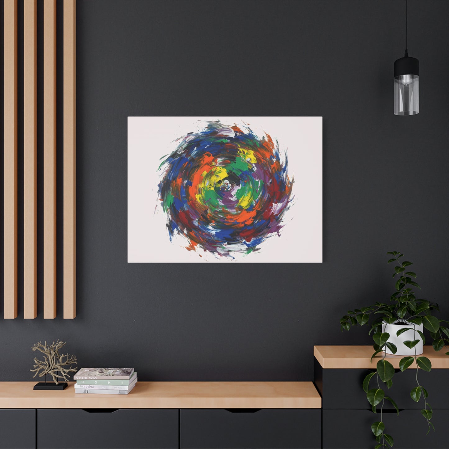 Abstract Color Swirl Canvas - Vibrant Circular Brushstroke Wall Art (Matte Stretched)