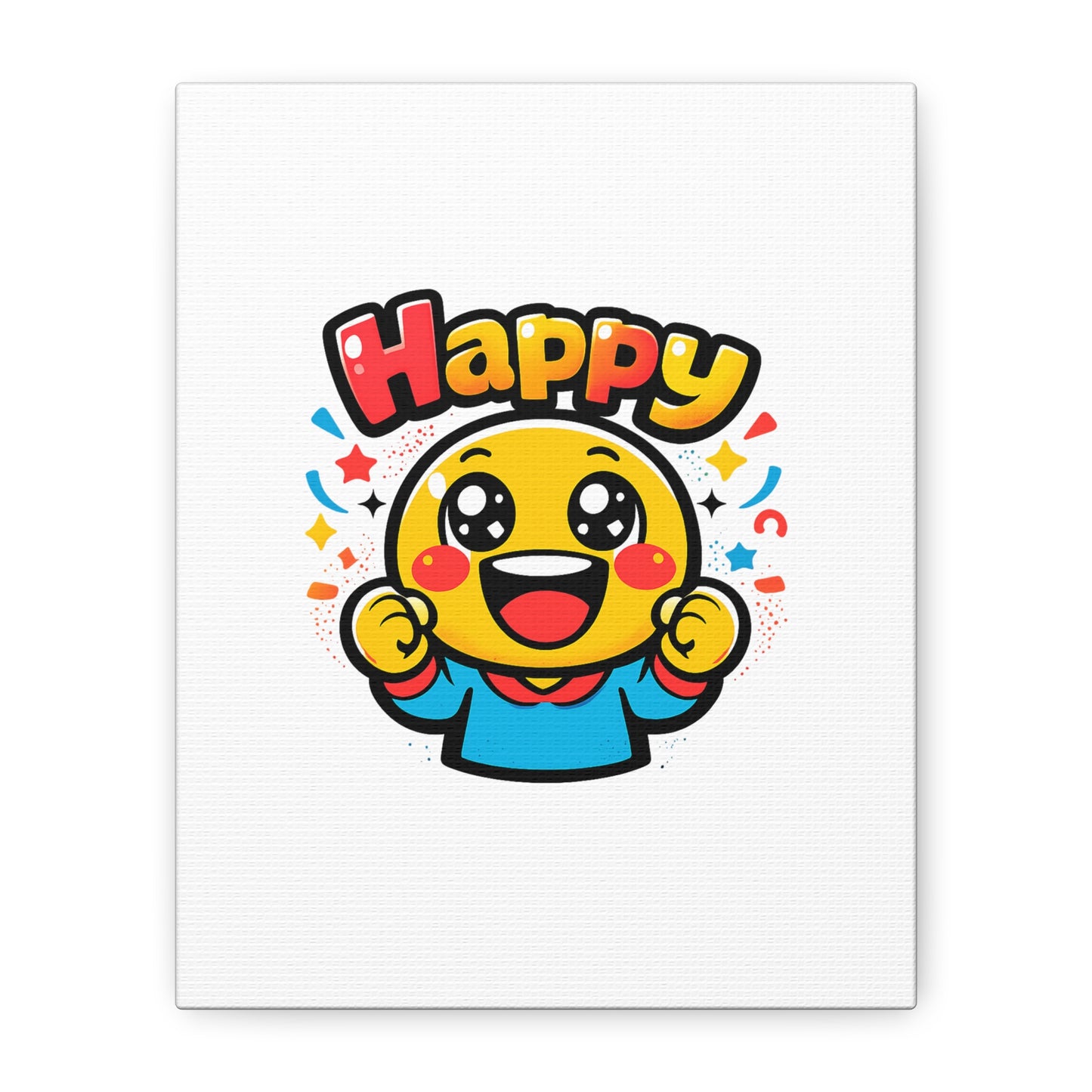 Happy Emoji Cartoon Canvas | Bold Cartoon, Thick Outline, Kawaii Minimal