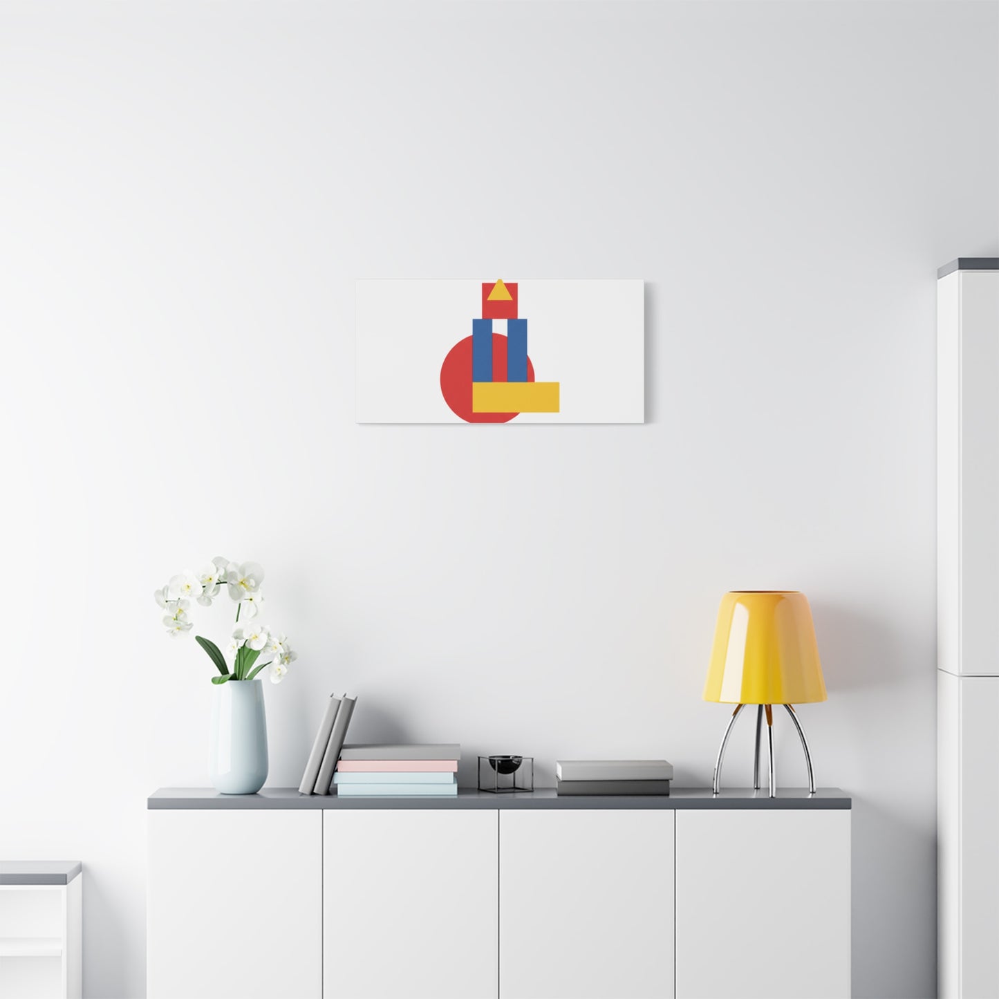 Abstract Geometric Shape Canvas Print — Minimalist Primary Color Wall Art