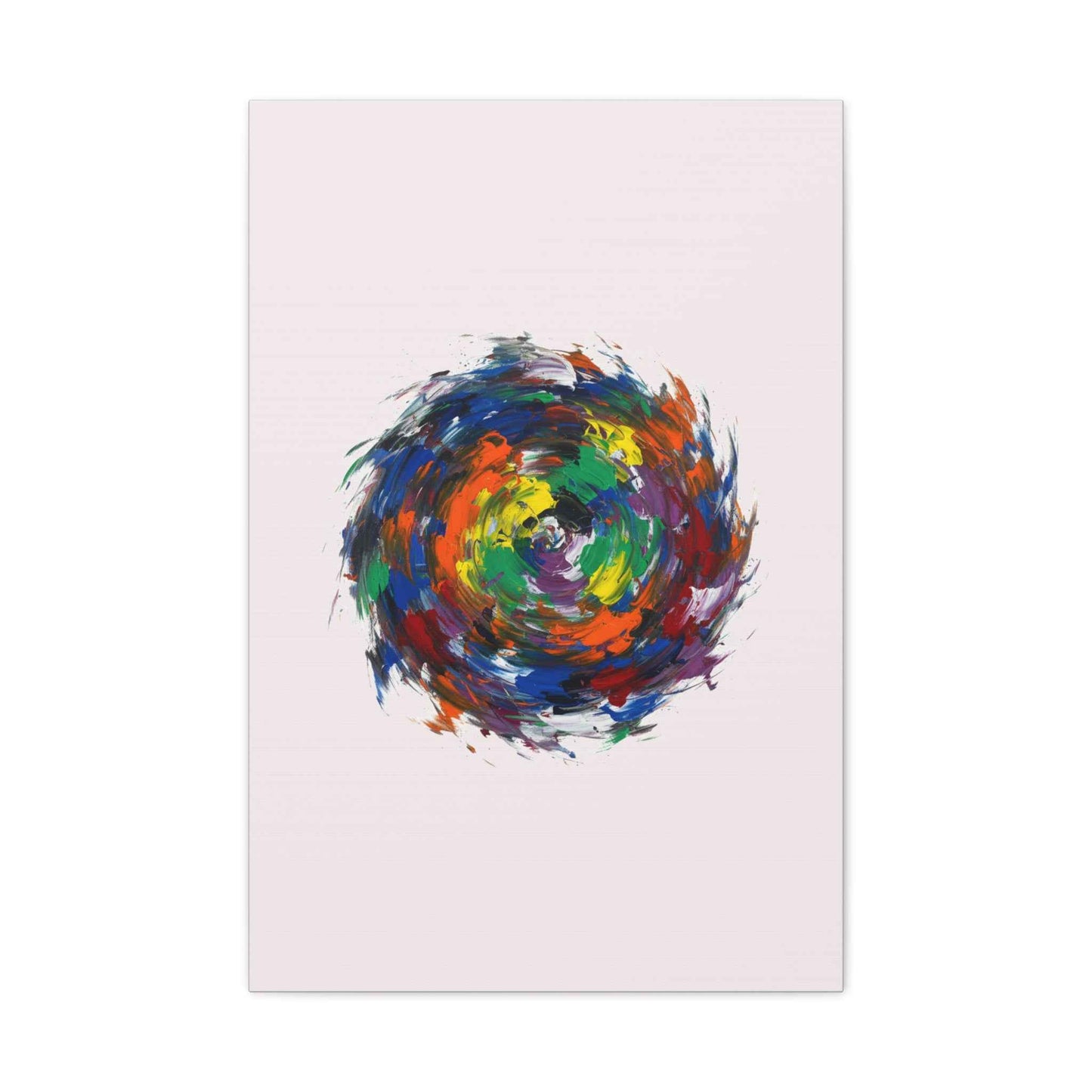 Abstract Color Swirl Canvas - Vibrant Circular Brushstroke Wall Art (Matte Stretched)