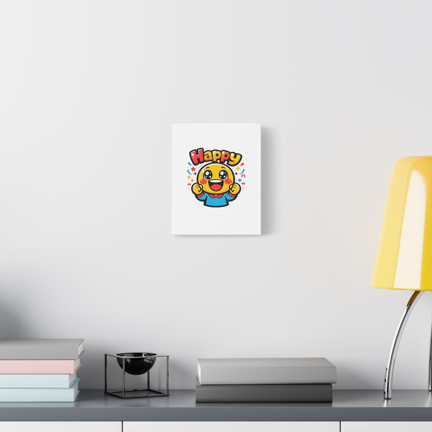 Happy Emoji Cartoon Canvas | Bold Cartoon, Thick Outline, Kawaii Minimal
