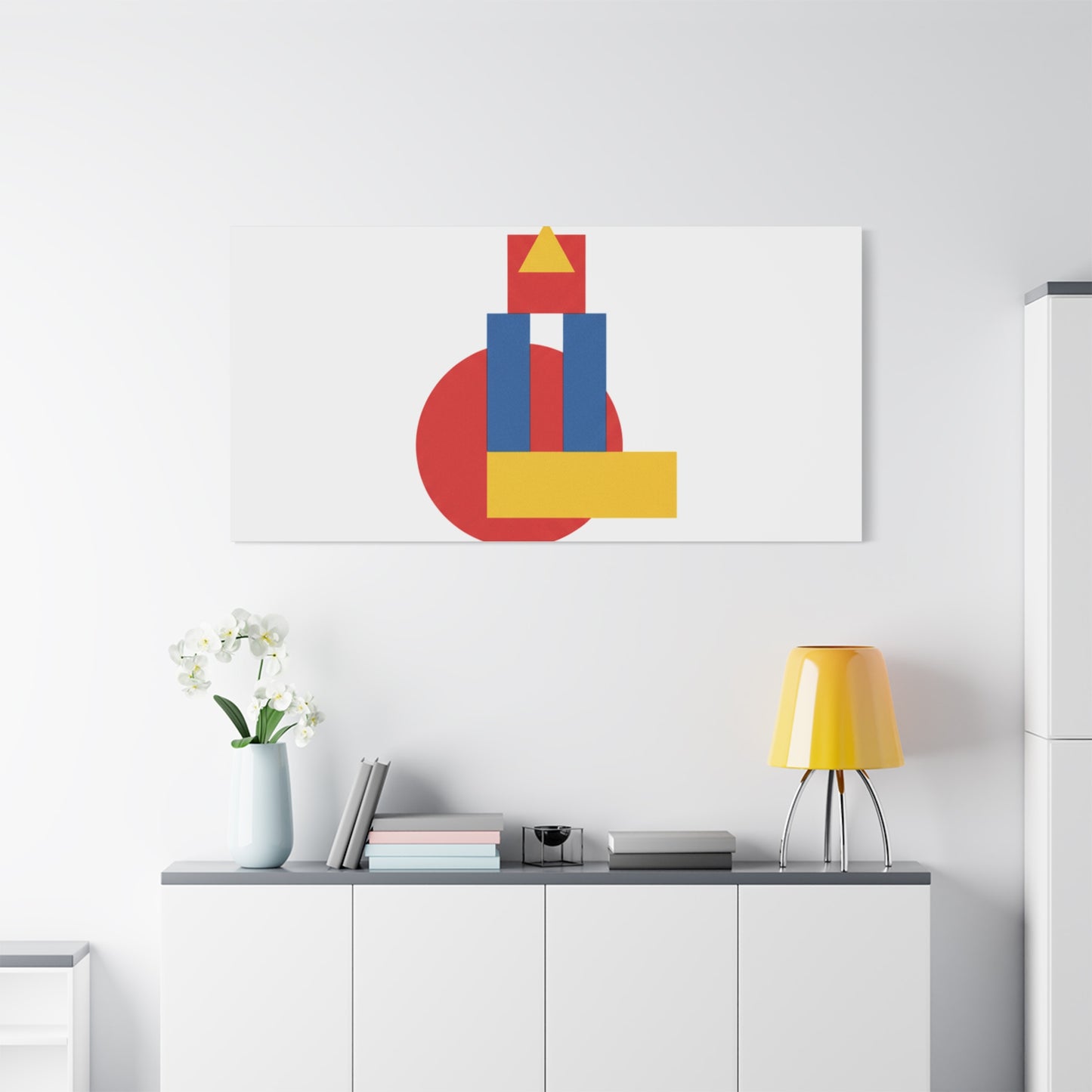 Abstract Geometric Shape Canvas Print — Minimalist Primary Color Wall Art