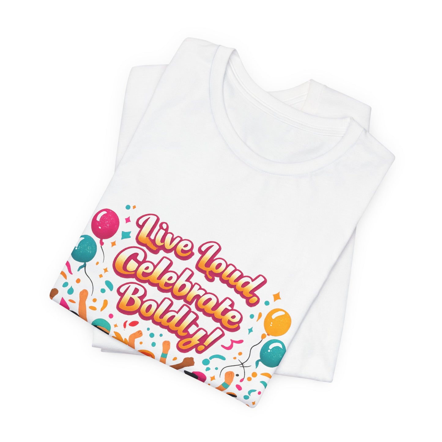 Celebrate Boldly T-Shirt | carnival confetti colorblocked neon brights
