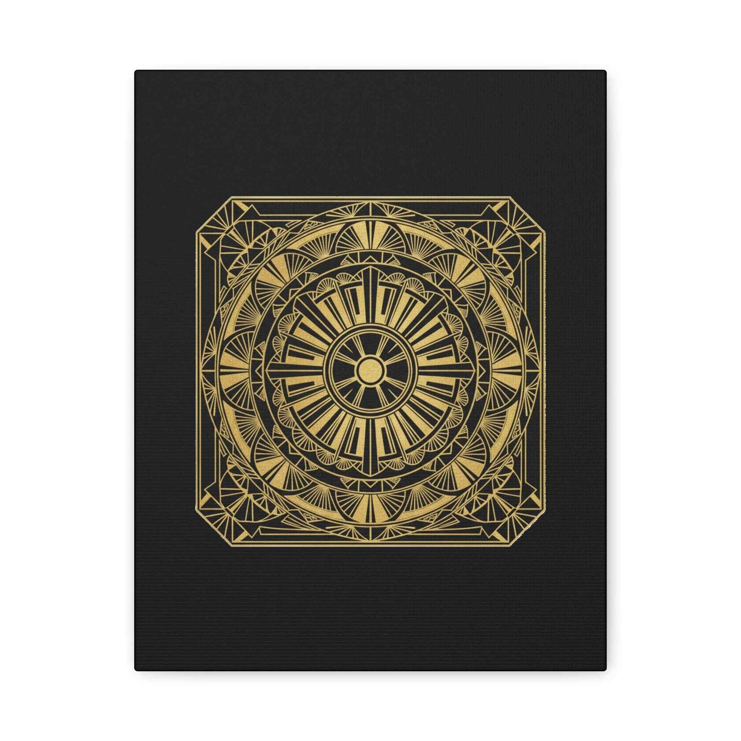 Gold Mandala Canvas Wall Art — Geometric Boho Matte Stretched Canvas