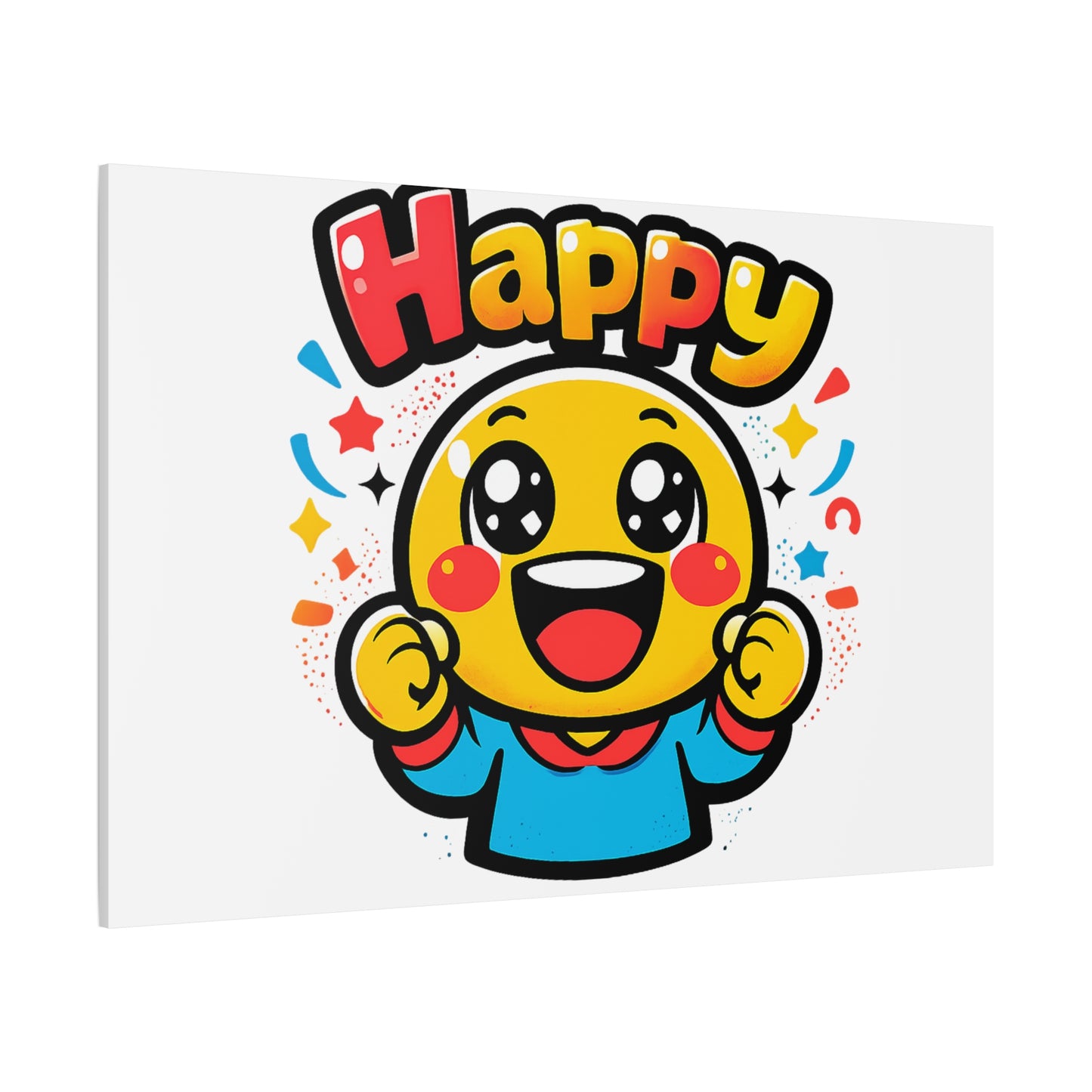 Happy Emoji Cartoon Canvas | Bold Cartoon, Thick Outline, Kawaii Minimal