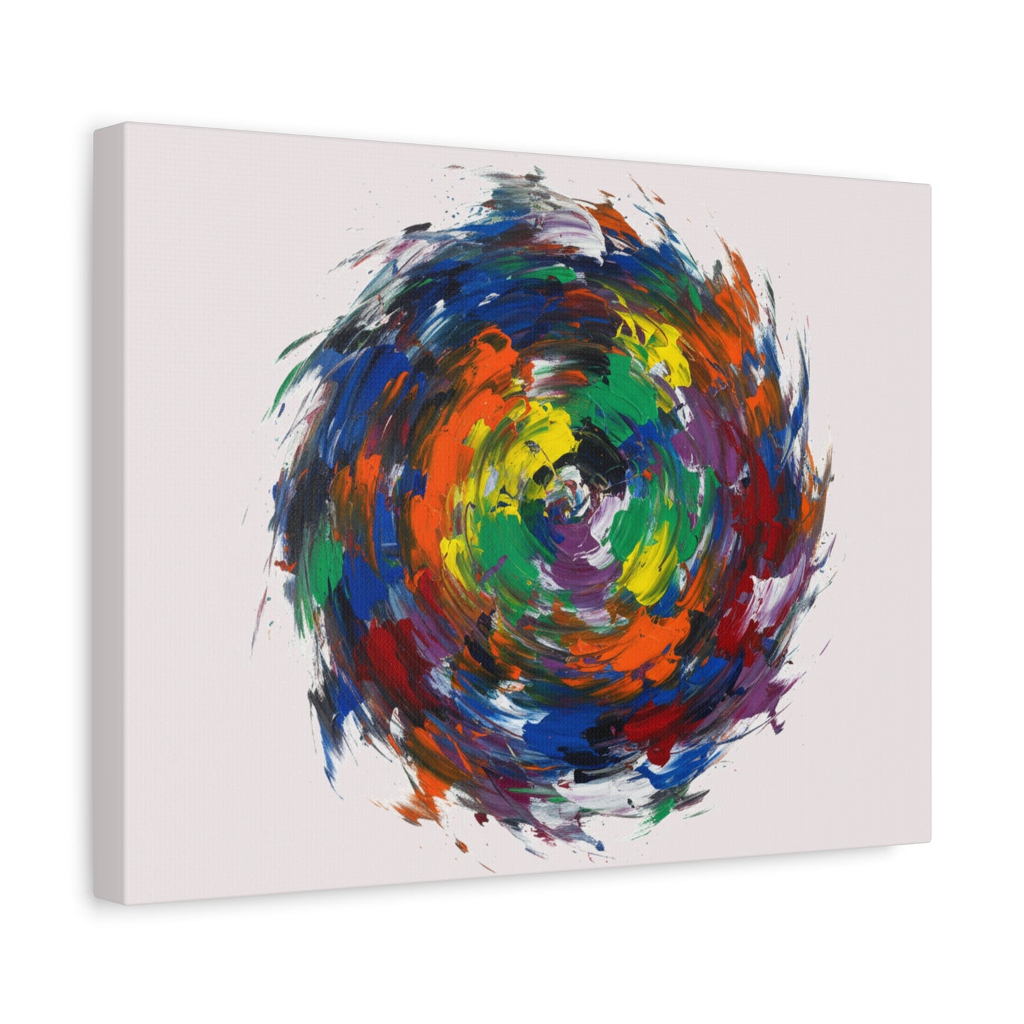 Abstract Color Swirl Canvas - Vibrant Circular Brushstroke Wall Art (Matte Stretched)