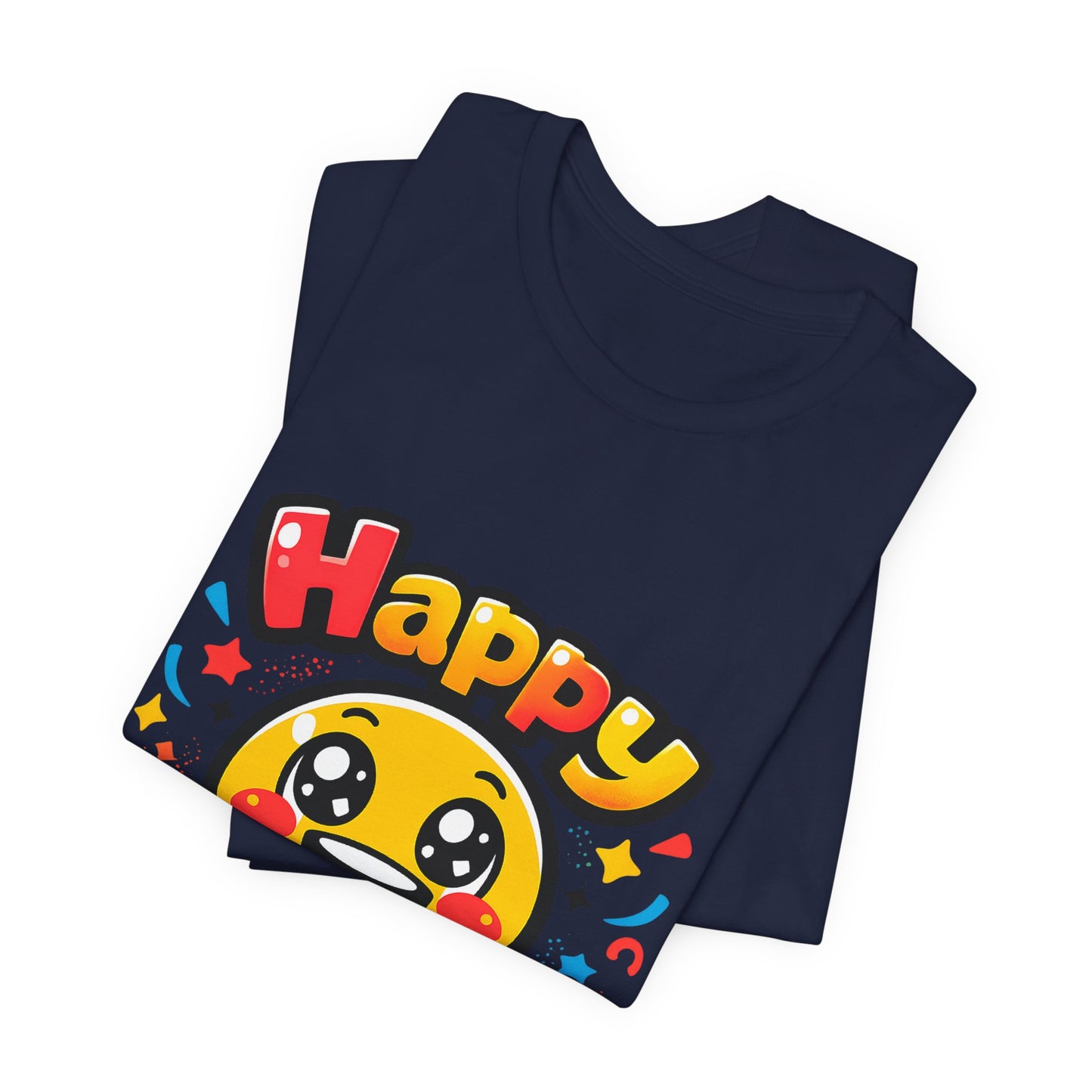 Happy Mood Face T-Shirt | kawaii minimal emoji cartoon, thick outline