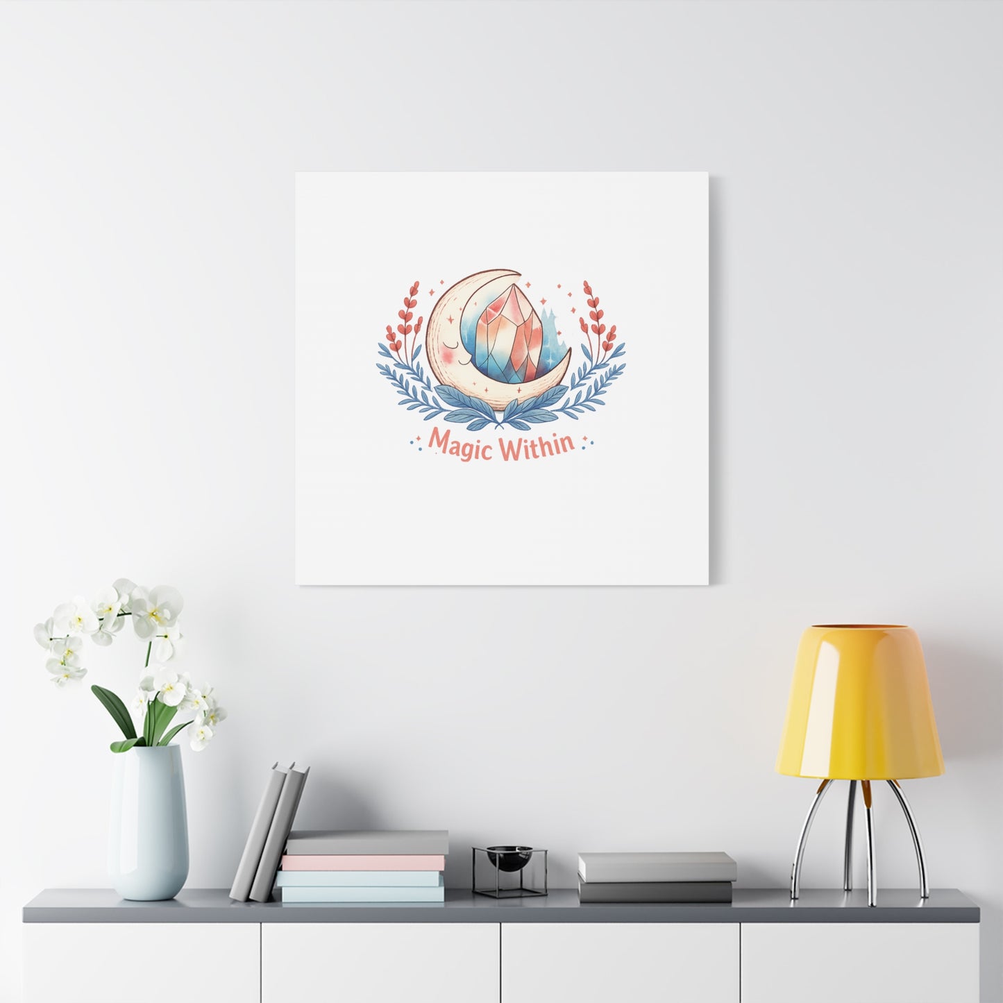 Magic Within Moon Crystal Canvas | witchcore, moon phase, crystals