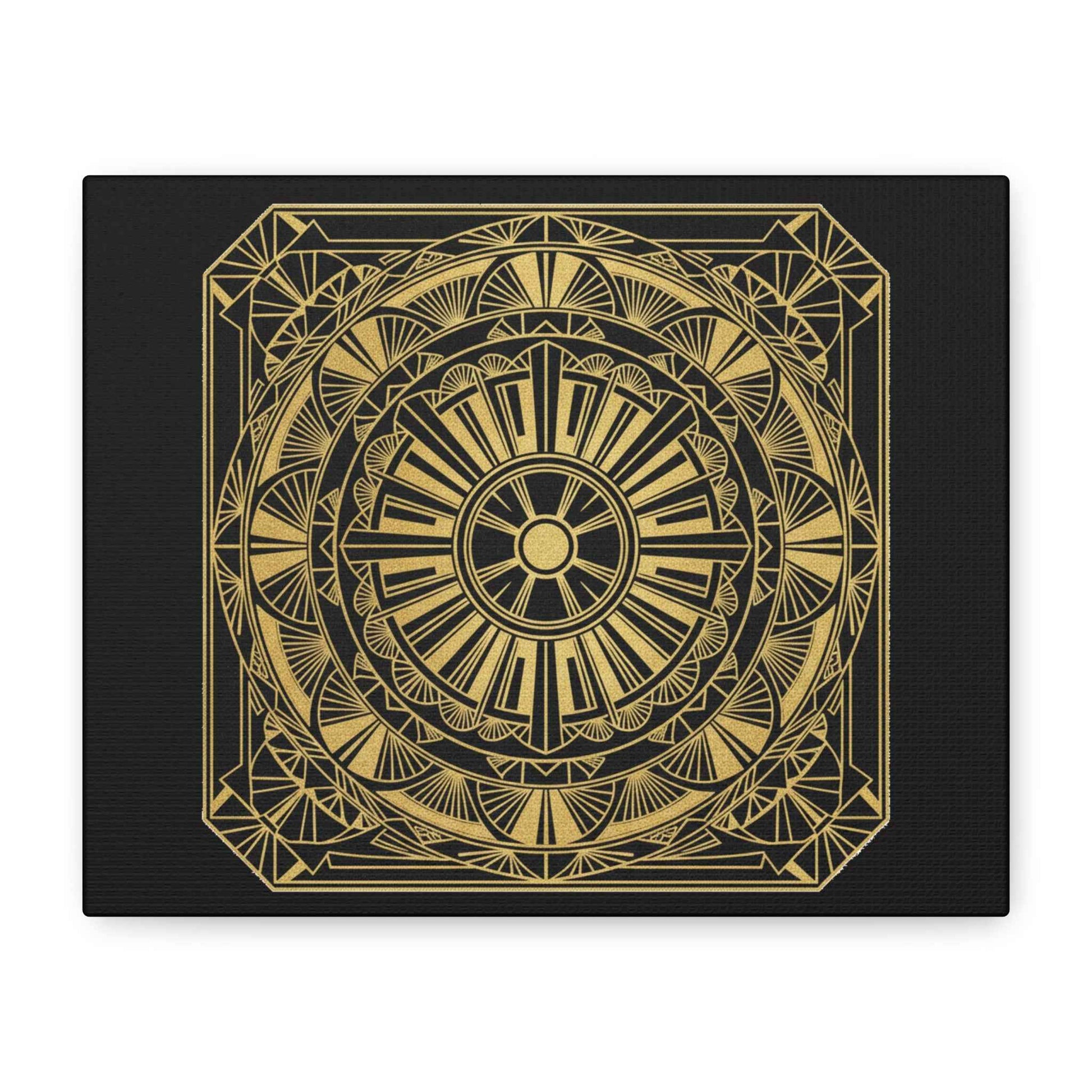 Gold Mandala Canvas Wall Art — Geometric Boho Matte Stretched Canvas