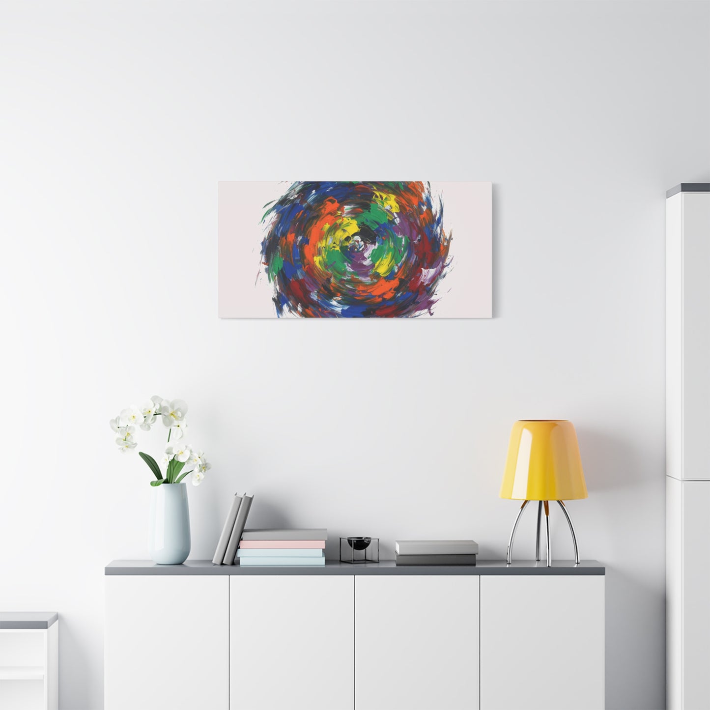 Abstract Color Swirl Canvas - Vibrant Circular Brushstroke Wall Art (Matte Stretched)