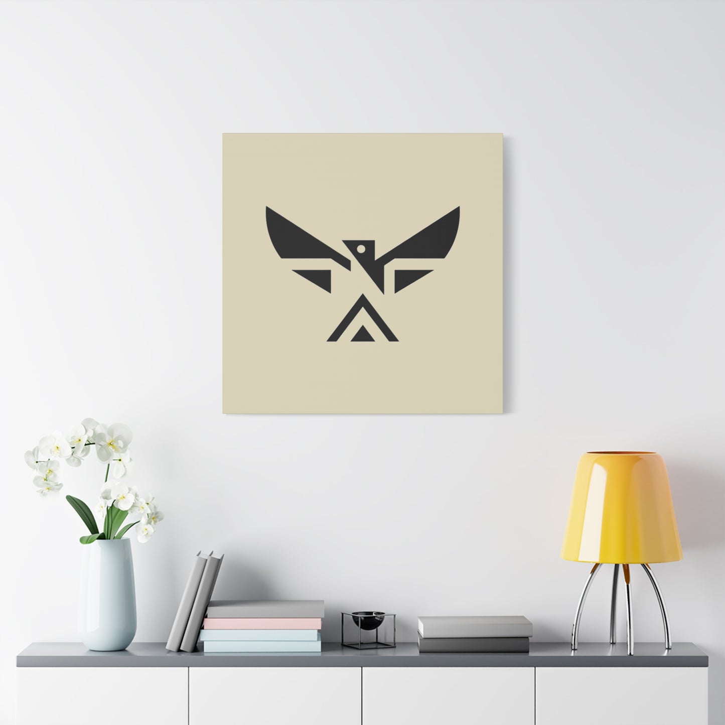 Minimalist Geometric Eagle Canvas Print — Modern Native-Inspired Wall Art