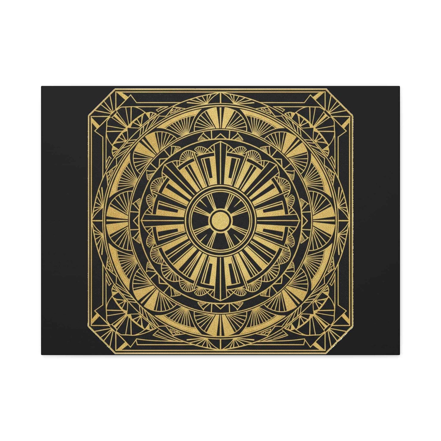 Gold Mandala Canvas Wall Art — Geometric Boho Matte Stretched Canvas