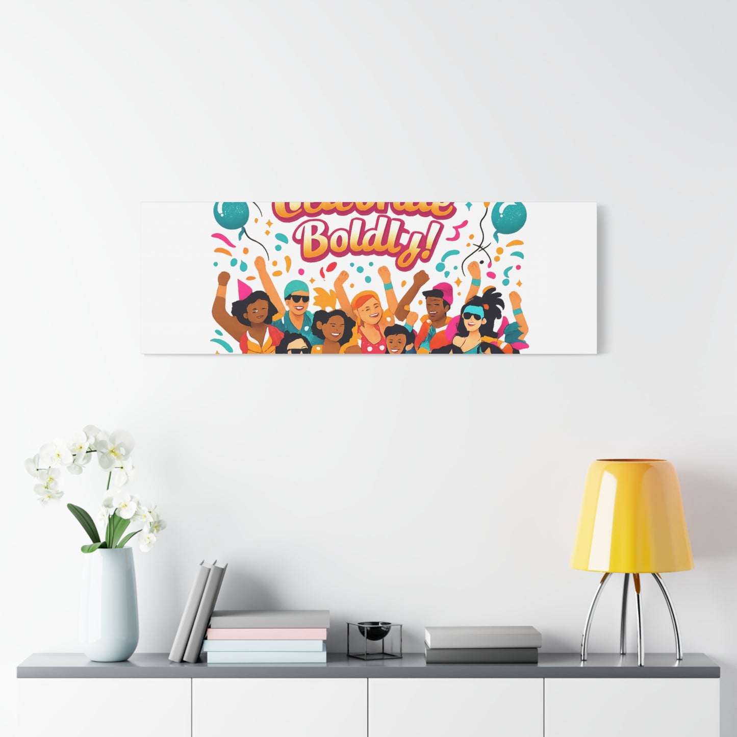 Live Loud Celebrate Boldly Canvas | Carnival Fiesta Confetti, Neon brights