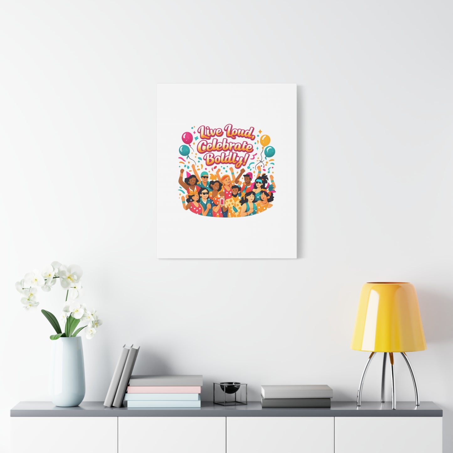 Live Loud Celebrate Boldly Canvas | Carnival Fiesta Confetti, Neon brights