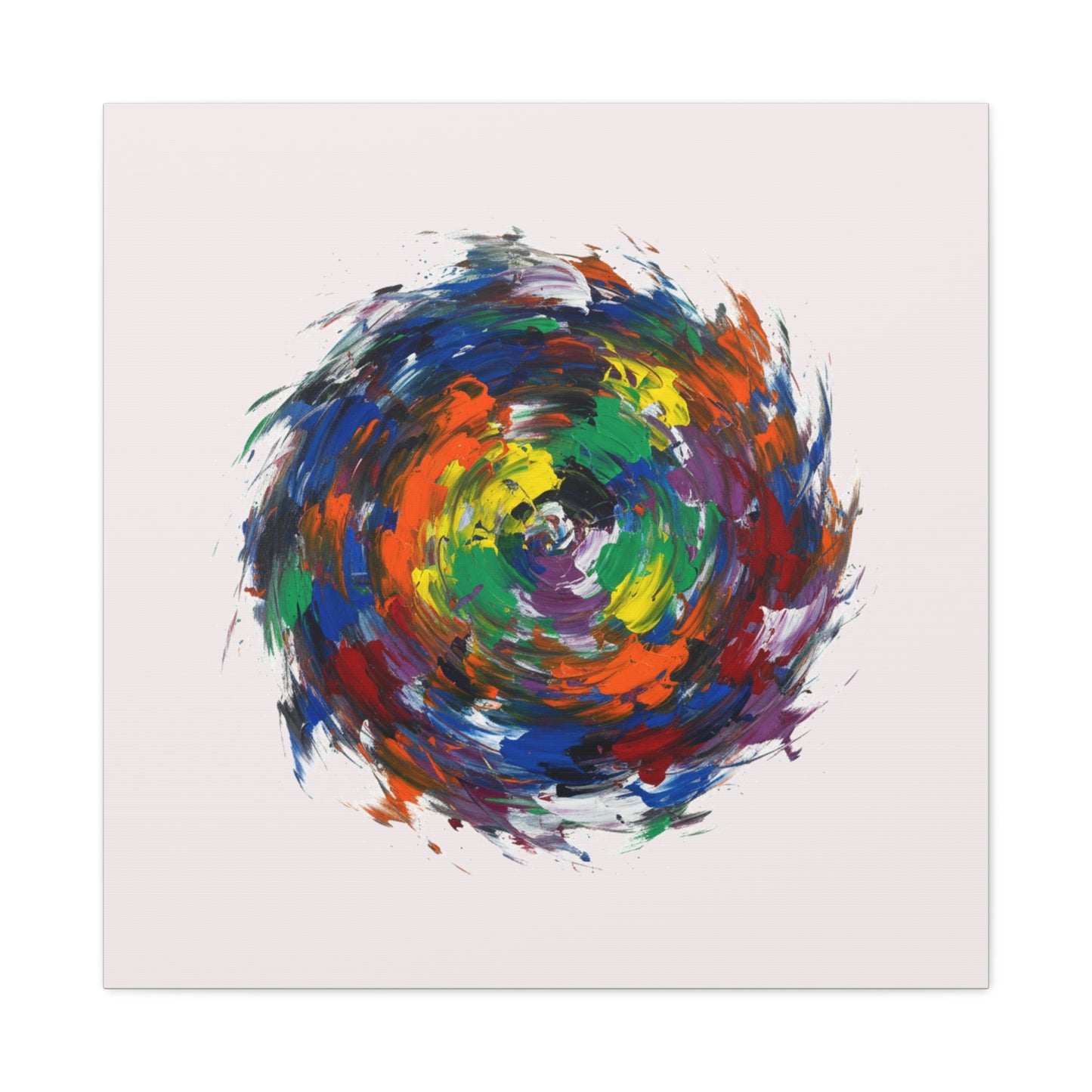 Abstract Color Swirl Canvas - Vibrant Circular Brushstroke Wall Art (Matte Stretched)